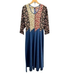 Tickets Vintage Dress 11/12‎ Cottagecore Floral Top Denim Skirt Long Sleeve Knee